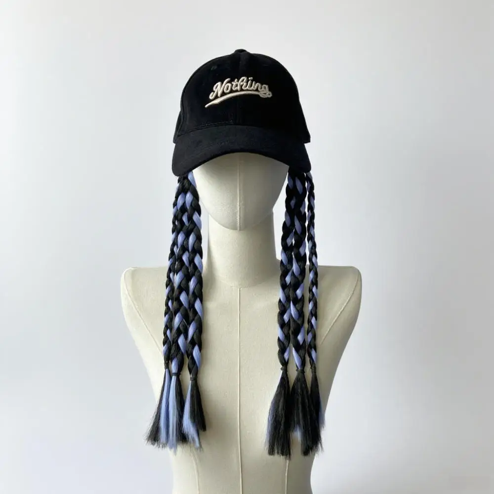 Women's Braided Cap with Colorful Ponytail - Image 5