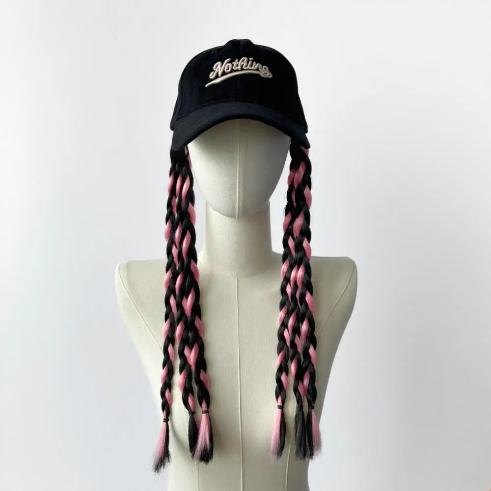 Women's Braided Cap with Colorful Ponytail - Image 6