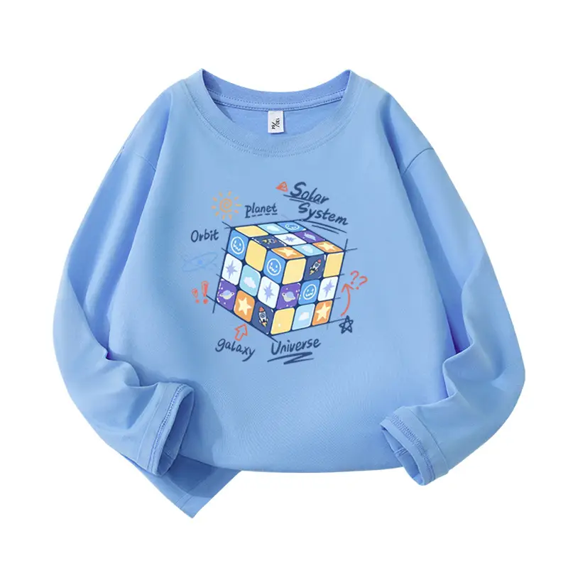 Children's Printed Cotton T-Shirt White Long Sleeve