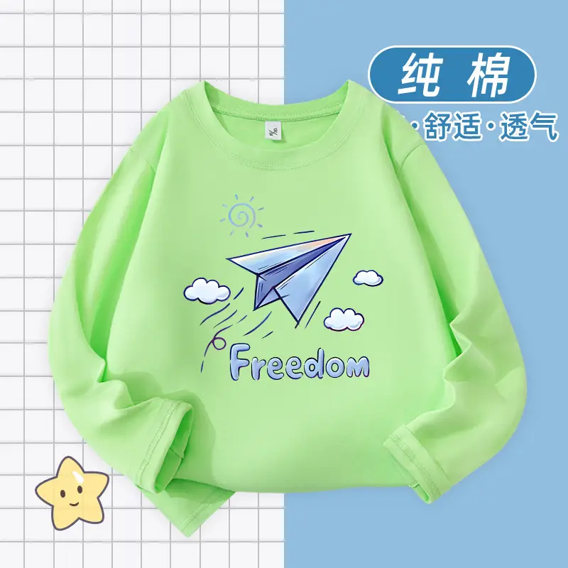 Children's Printed Cotton T-Shirt White Long Sleeve