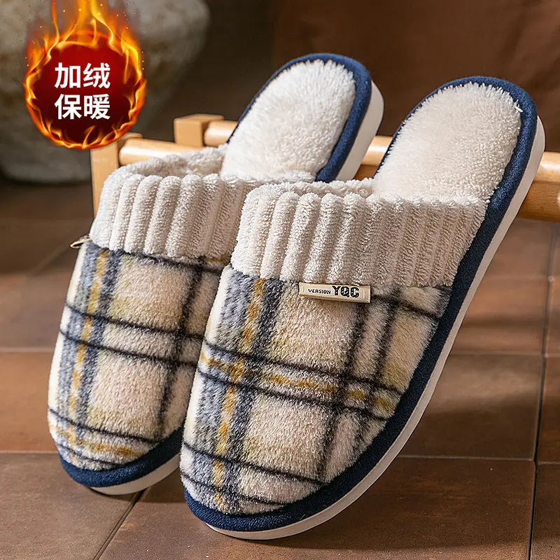 New Style Fleece-Lined and Thickeneded Cotton Slippers for Men and Women in Winter, Non-Slip and Warm, Home Indoor and Outdoor Couple Slippers - Image 4