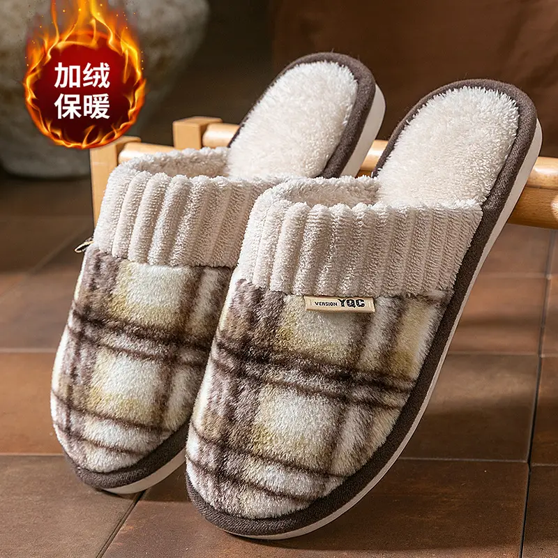 New Style Fleece-Lined and Thickeneded Cotton Slippers for Men and Women in Winter, Non-Slip and Warm, Home Indoor and Outdoor Couple Slippers - Image 5