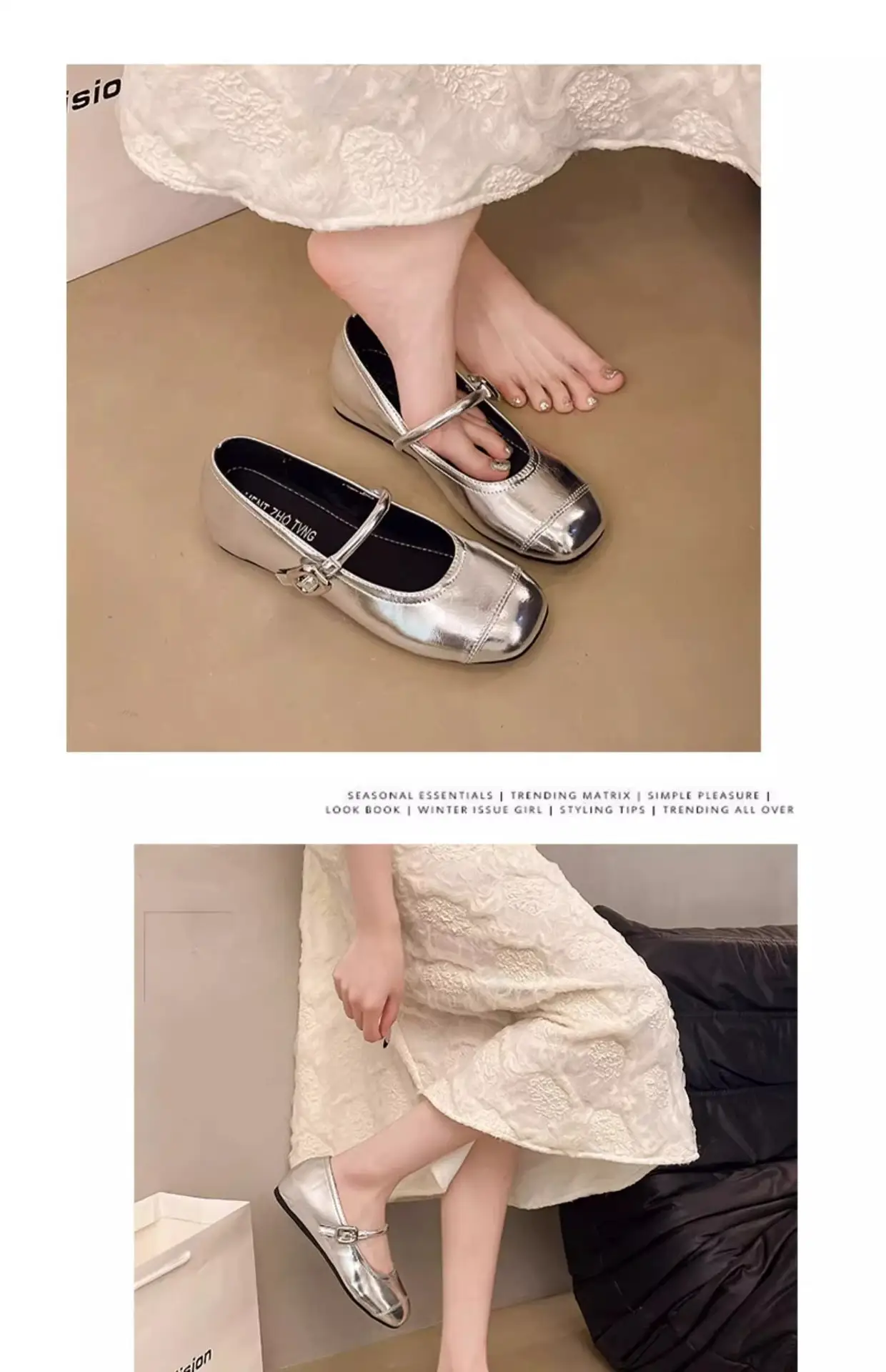 Women's Silver Ballet Flat Shoes 2025 — feature 5