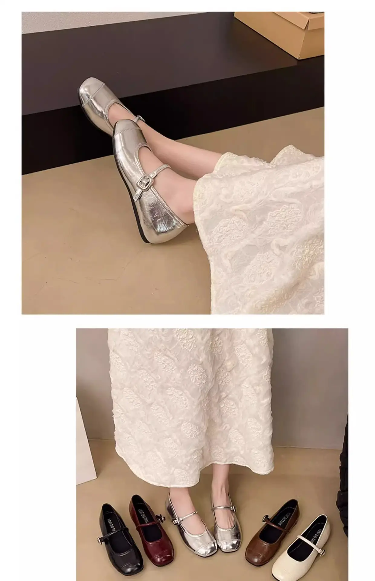 Women's Silver Ballet Flat Shoes 2025 — feature 7