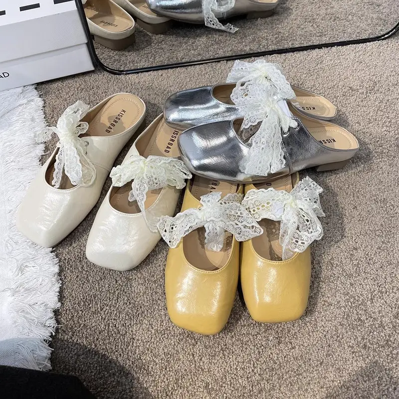 Baotou Half Slippers for Women's Summer Outer Wear 2025 New Hot Style Pregnant Women's Soft Flats-Soled Slip-On Mary Jane Sandals