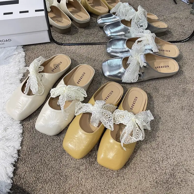 Baotou Half Slippers for Women's Summer Outer Wear 2025 New Hot Style Pregnant Women's Soft Flats-Soled Slip-On Mary Jane Sandals