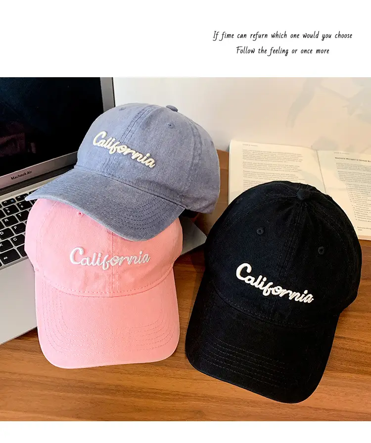 California Embroidered Cap for Women Pink Black — feature 2