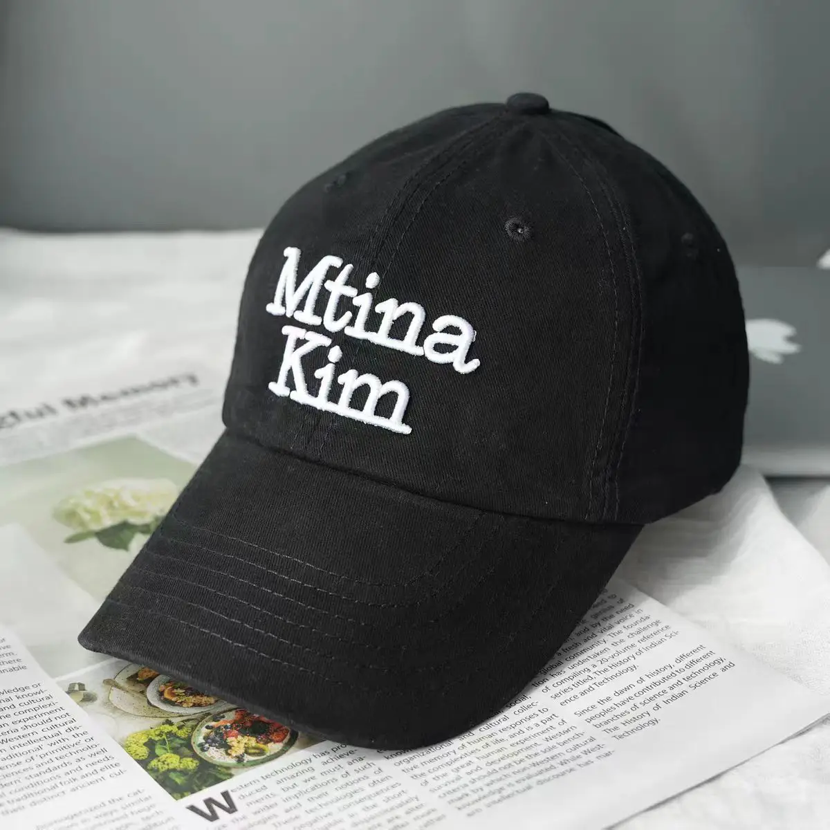 Red Embroidered Baseball Cap for Women - Image 2