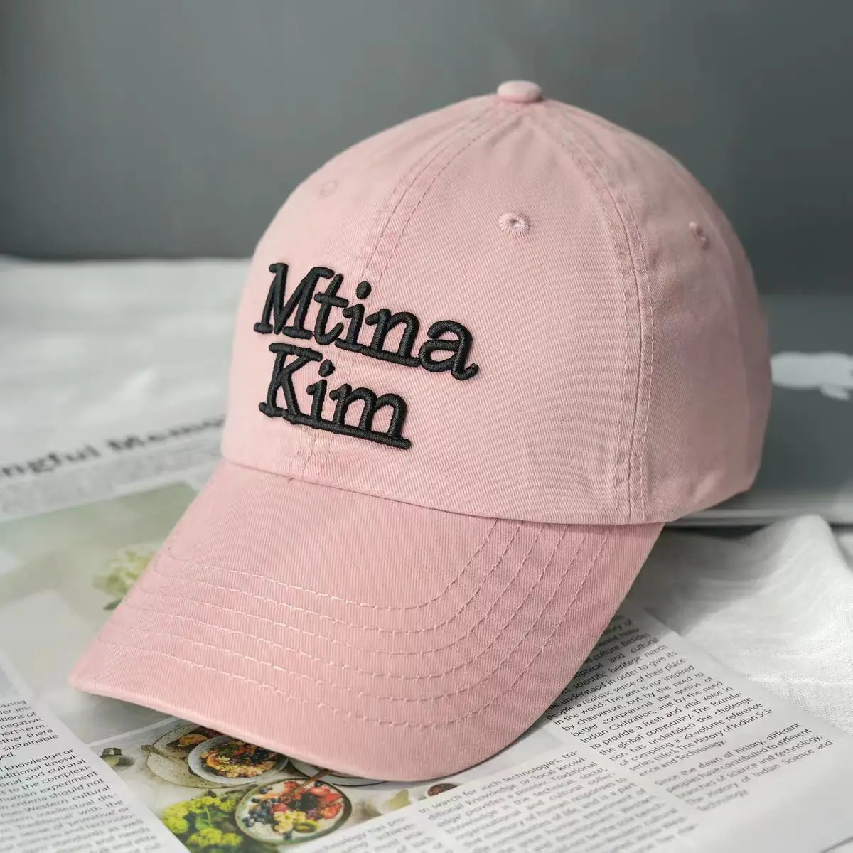 Red Embroidered Baseball Cap for Women - Image 6