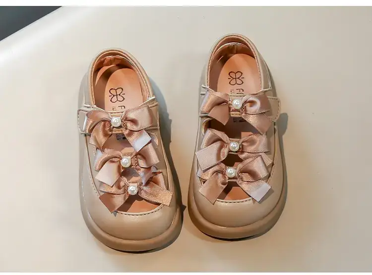 Girls' Bowy Leather Sandals Spring Summer 0-3 — feature 10