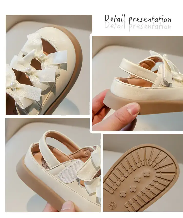 Girls' Bowy Leather Sandals Spring Summer 0-3 — feature 5