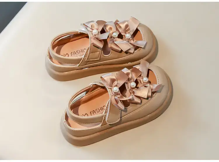 Girls' Bowy Leather Sandals Spring Summer 0-3 — feature 9