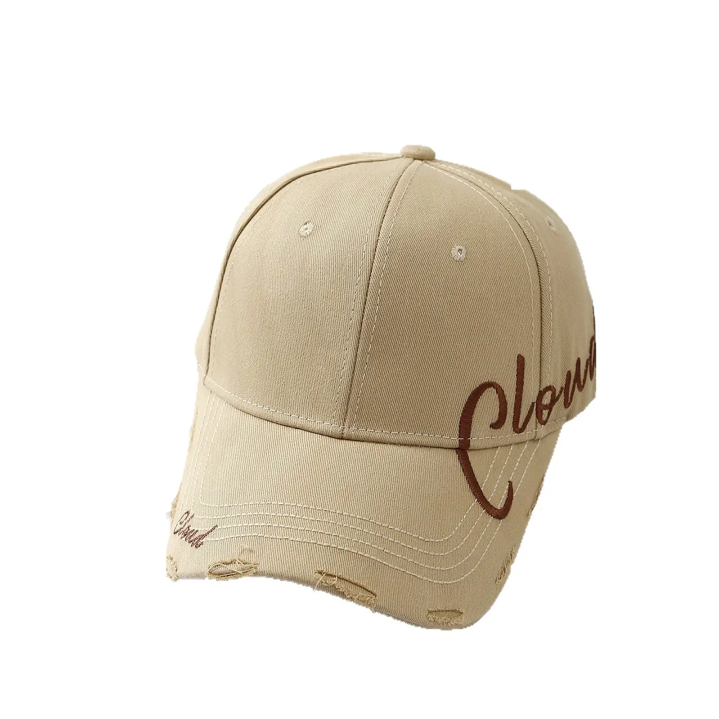 Women's Red Embroidered Baseball Cap Wide Brim Sun Hat - Image 13