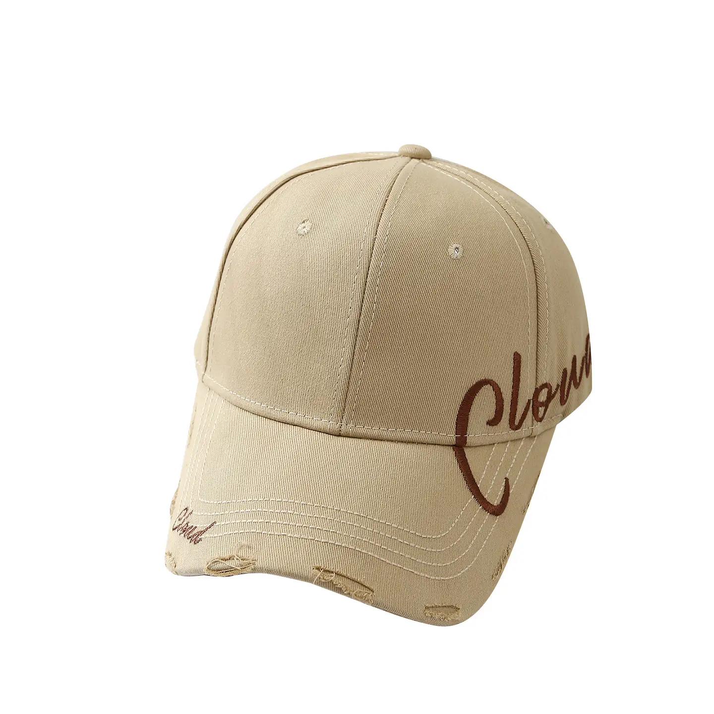 Women's Red Embroidered Baseball Cap Wide Brim Sun Hat — feature 13