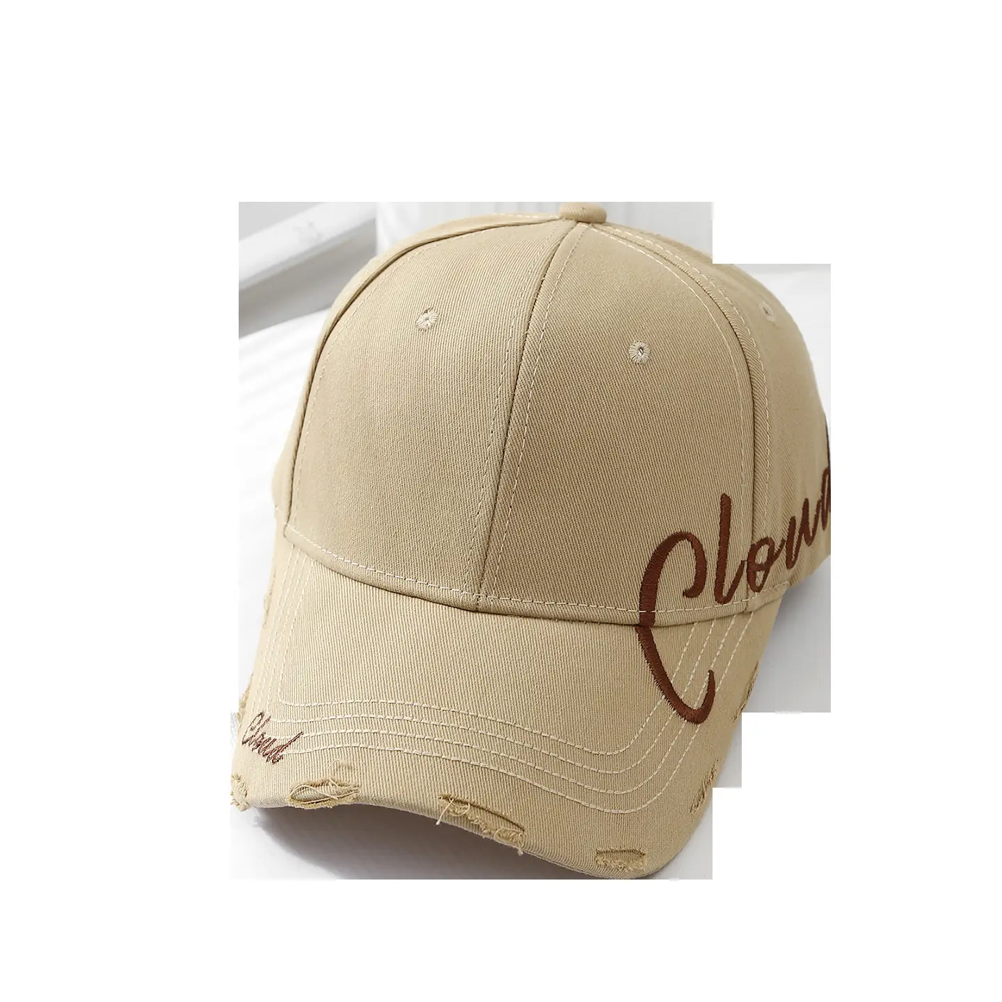 Women's Red Embroidered Baseball Cap Wide Brim Sun Hat — feature 14
