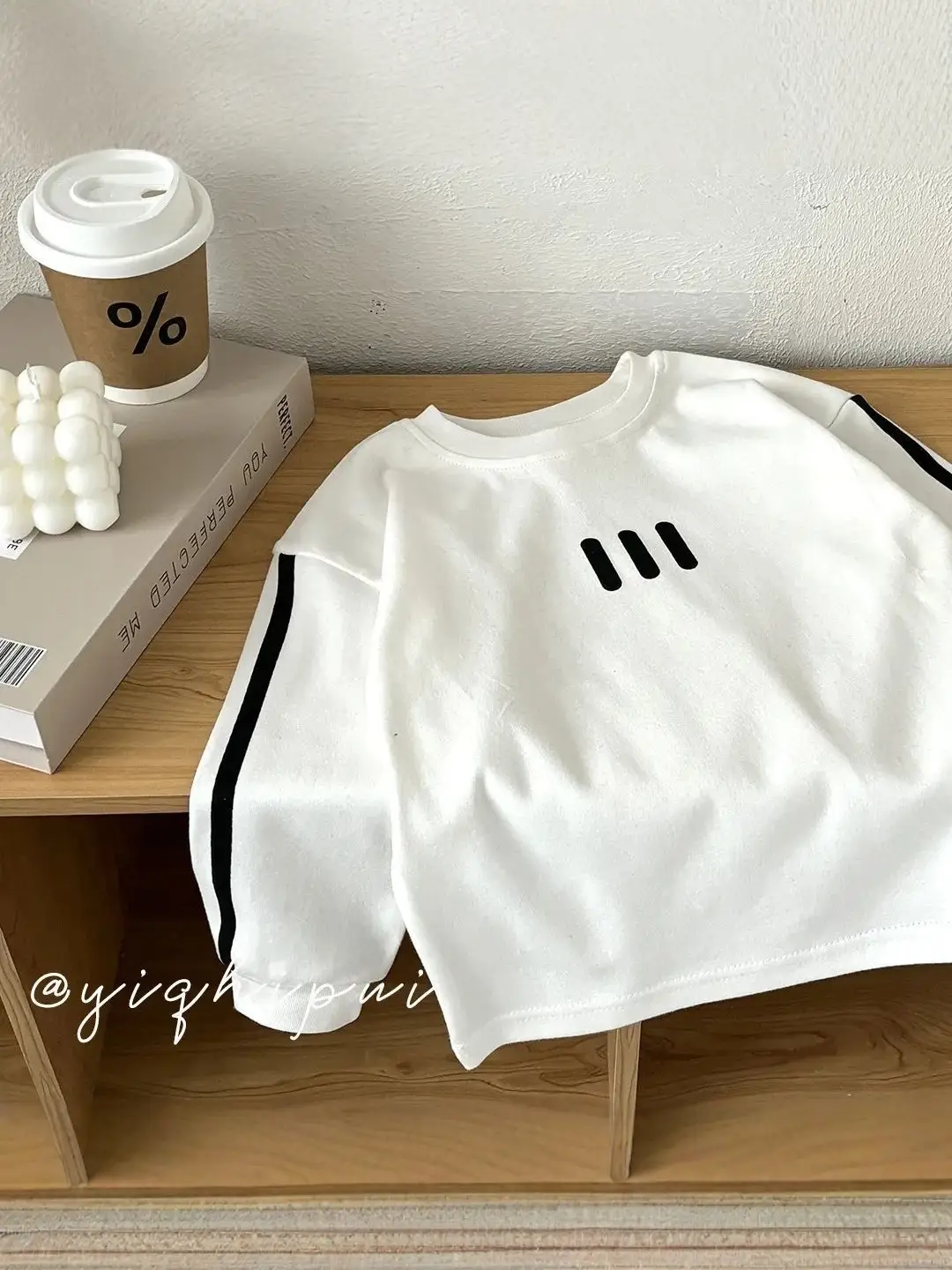 White 3 Stripe Cotton T-Shirt for Boys Spring Autumn - Image 4