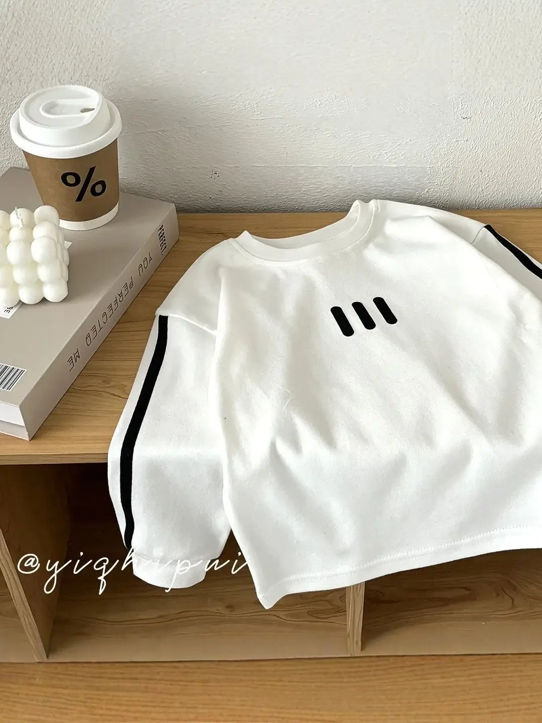 White 3 Stripe Cotton T-Shirt for Boys Spring Autumn - Image 6