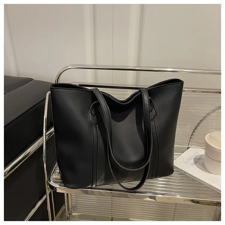 Women's Contrast Stitching Tote Bag Large Capacity Leather Goods — feature 13