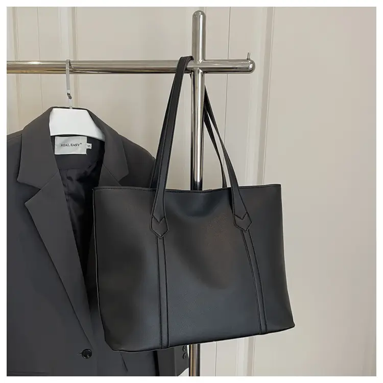 Women's Contrast Stitching Tote Bag Large Capacity Leather Goods — feature 19