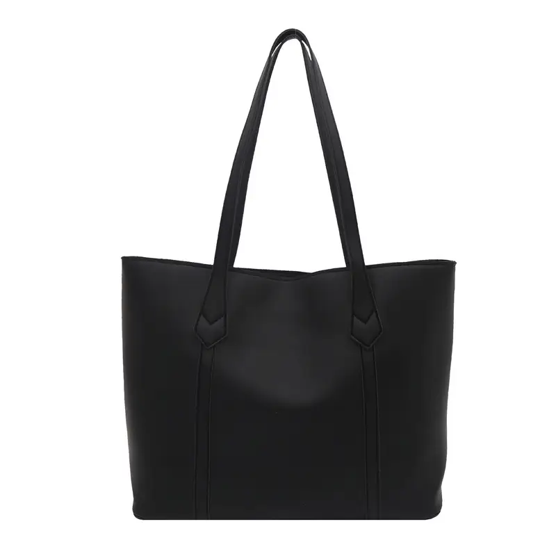 Women's Contrast Stitching Tote Bag Large Capacity Leather Goods - Image 4