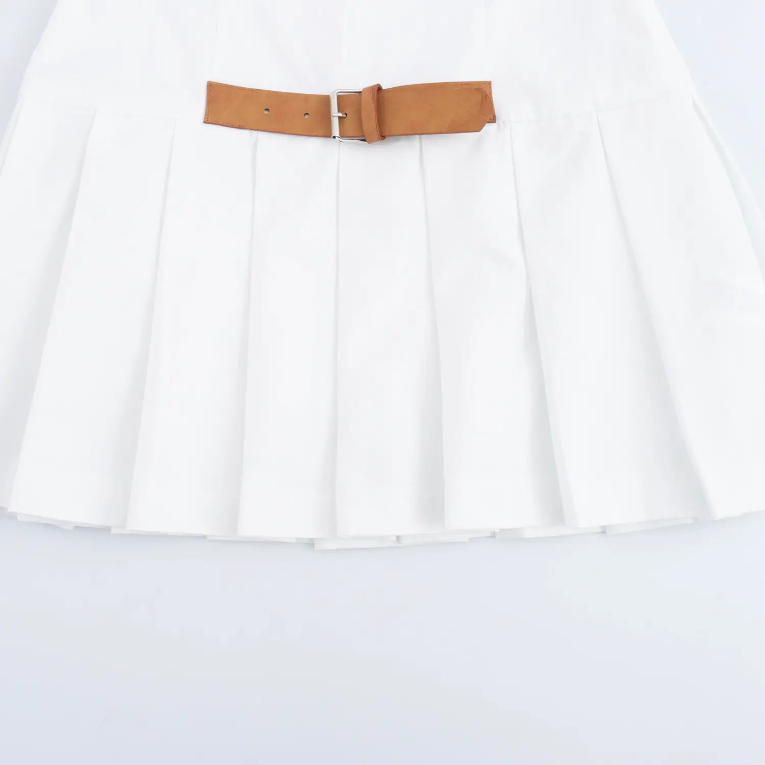Elegant White Belted Halter Neck Dress for Women