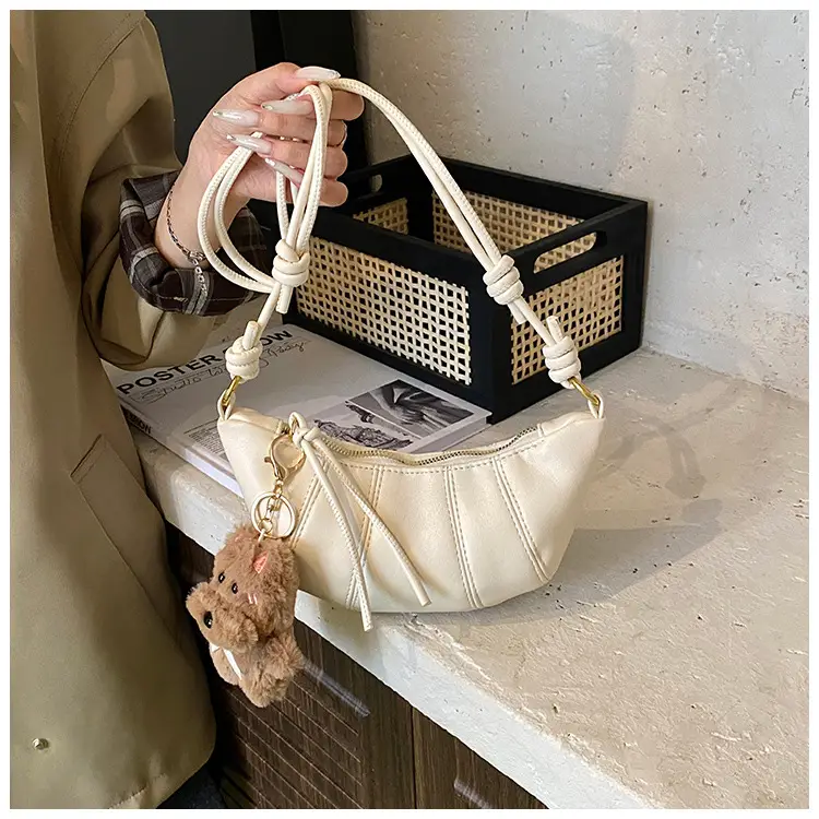Retro Brown Crossbody Bag with Bear Charm — feature 14