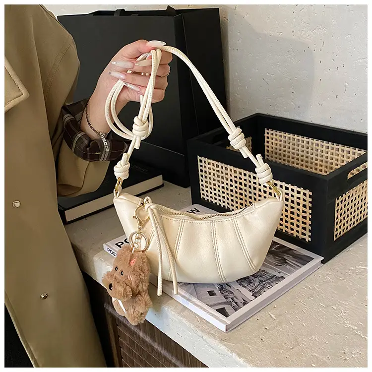 Retro Brown Crossbody Bag with Bear Charm — feature 16