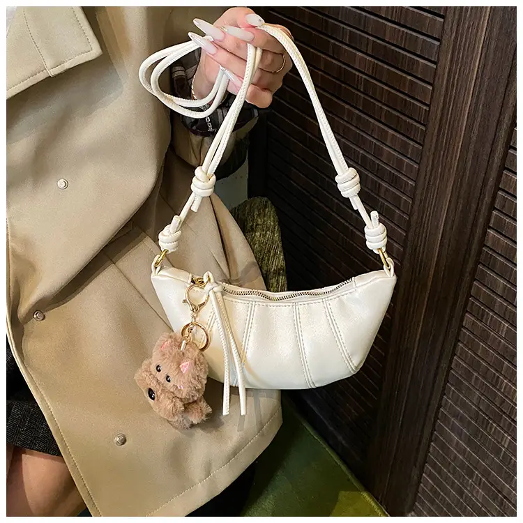 Retro Brown Crossbody Bag with Bear Charm — feature 19