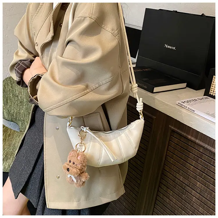 Retro Brown Crossbody Bag with Bear Charm — feature 20