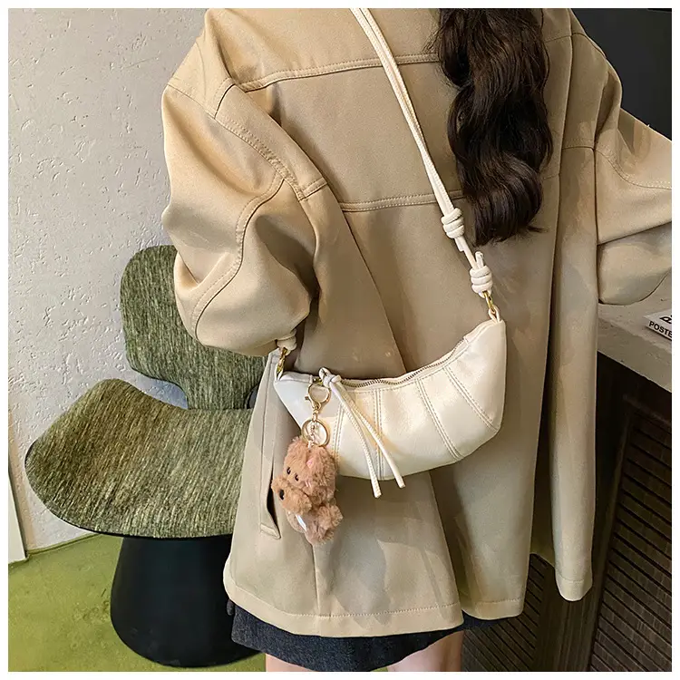 Retro Brown Crossbody Bag with Bear Charm — feature 22
