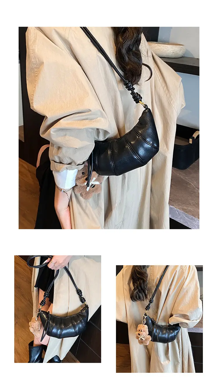 Retro Brown Crossbody Bag with Bear Charm — feature 7