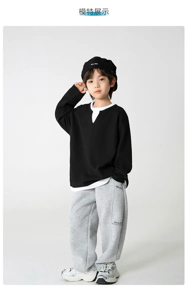 Kids Grey Sweatshirt Set for Boys Spring Autumn Wear — feature 11