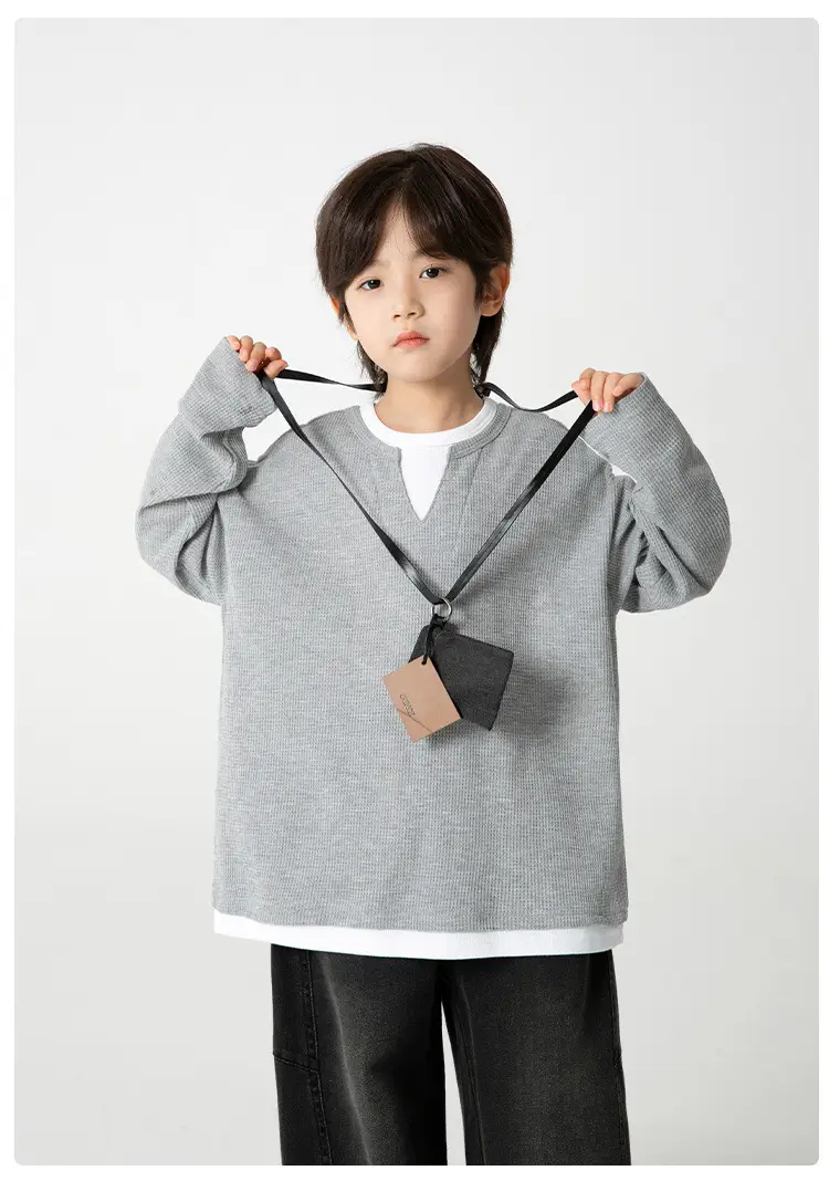 Kids Grey Sweatshirt Set for Boys Spring Autumn Wear — feature 14