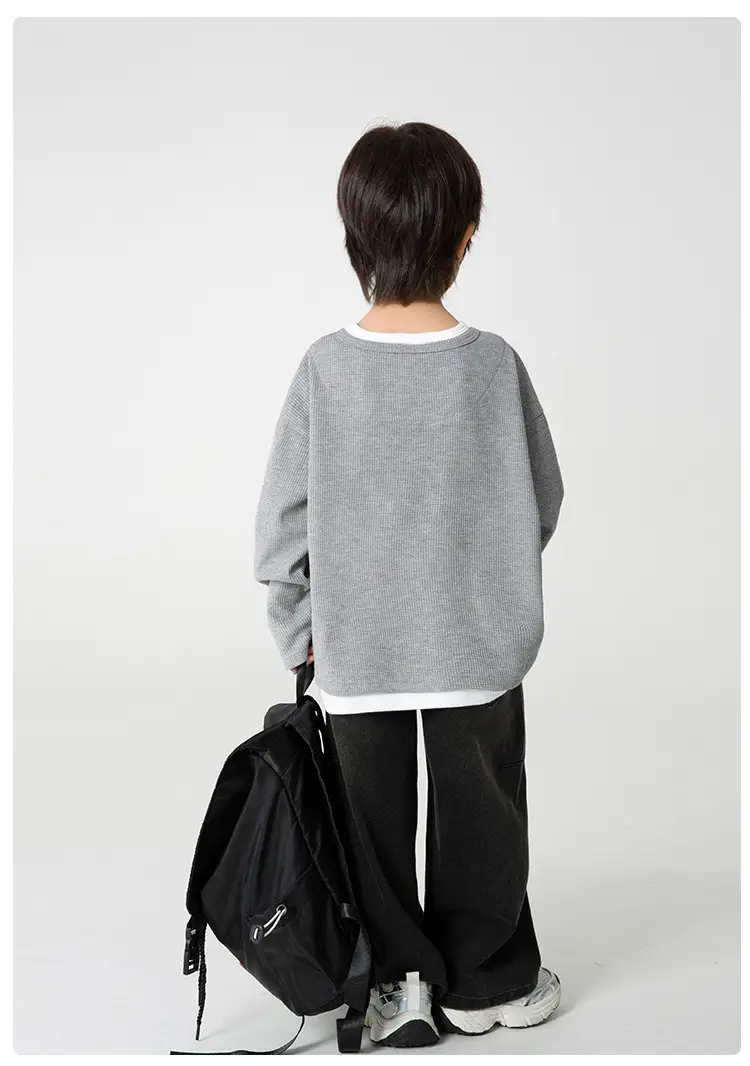 Kids Grey Sweatshirt Set for Boys Spring Autumn Wear — feature 15