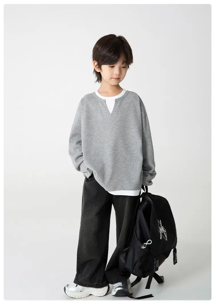 Kids Grey Sweatshirt Set for Boys Spring Autumn Wear — feature 16