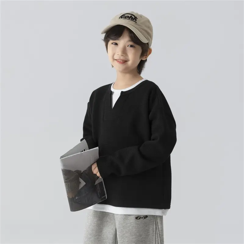 Kids Grey Sweatshirt Set for Boys Spring Autumn Wear - Image 3
