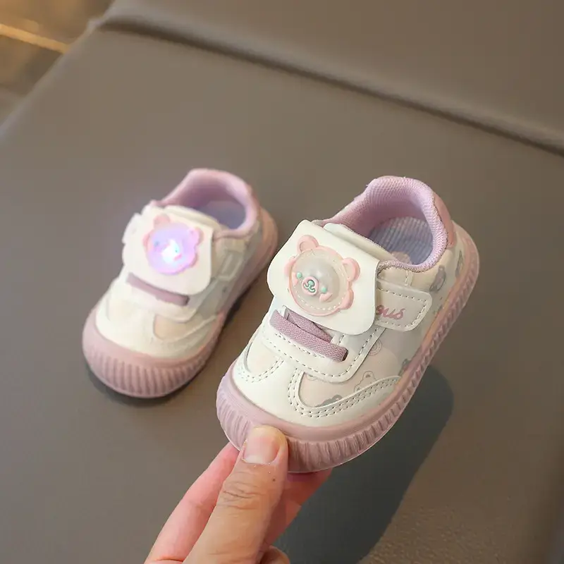 Baby Teddy Bear Sneakers White Brown 2025 Spring