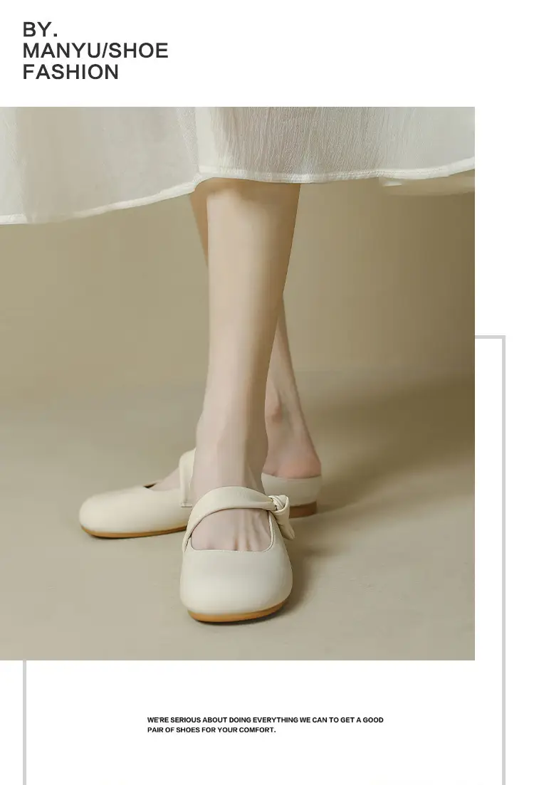Women's Toe-Toe Half Slippers Cream Spring Summer — feature 10