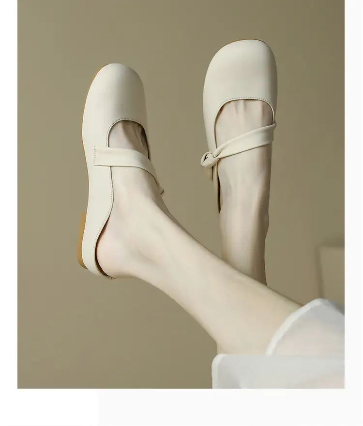 Women's Toe-Toe Half Slippers Cream Spring Summer — feature 12