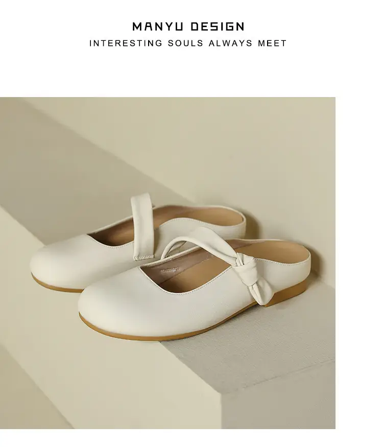 Women's Toe-Toe Half Slippers Cream Spring Summer — feature 13