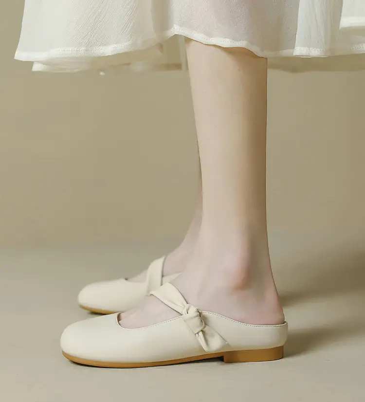 Women's Toe-Toe Half Slippers Cream Spring Summer — feature 4