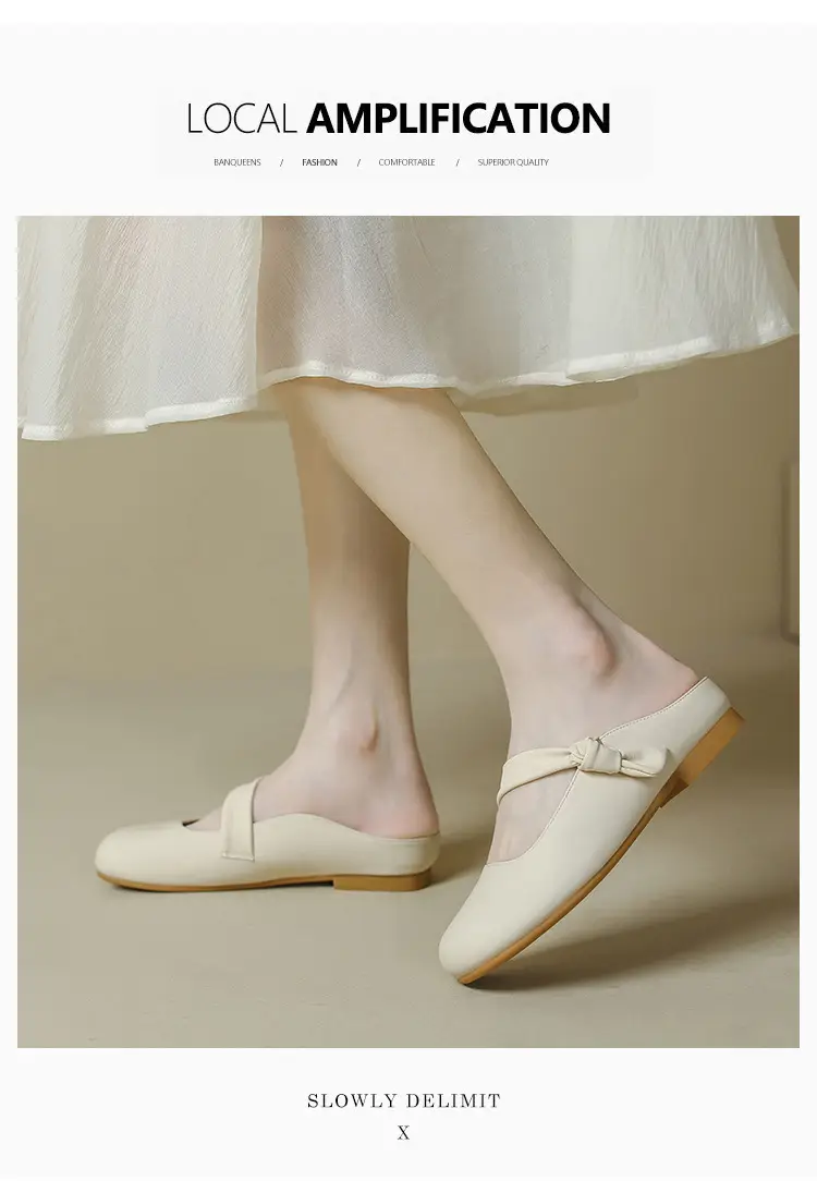 Women's Toe-Toe Half Slippers Cream Spring Summer — feature 6