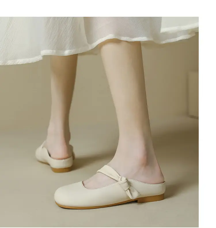 Women's Toe-Toe Half Slippers Cream Spring Summer — feature 7