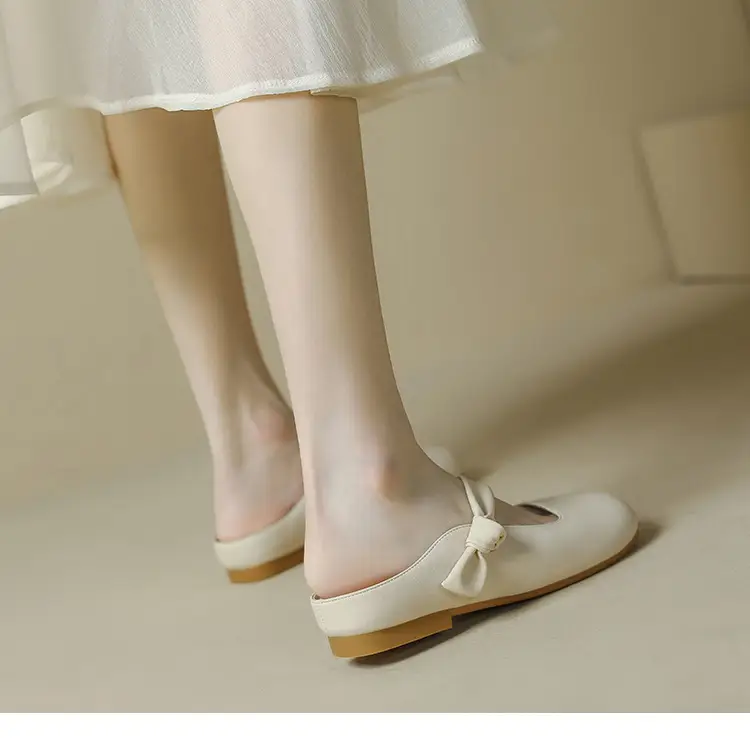 Women's Toe-Toe Half Slippers Cream Spring Summer — feature 9