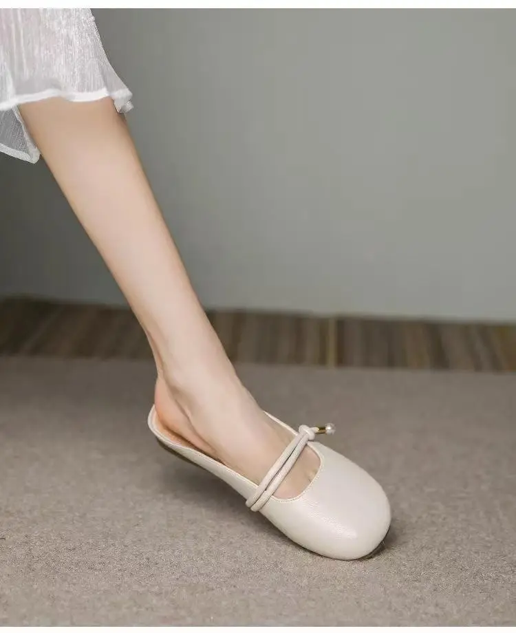 Flat-Bottomed Toe-Cap Half Slippers for Women, New Summer Pregnant Women's Lazy Shoes, Half-Cup Gentle Evening Slippers — feature 6