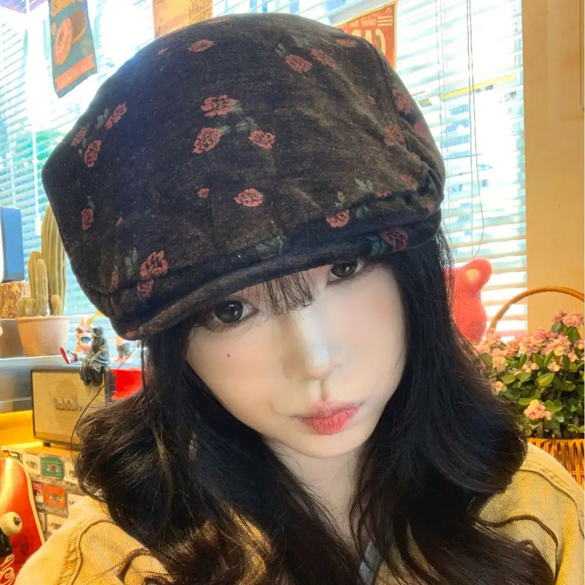 Retro Rose Forward Hat for Women Japanese Style - Image 2
