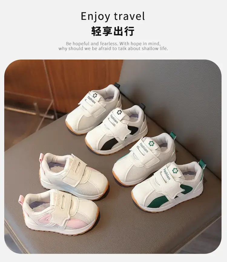 Baby Velcro Shoes White Green Spring Autumn New — feature 1