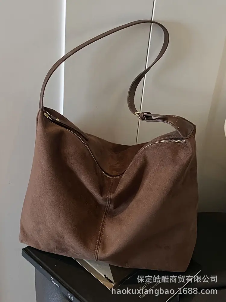 Frosted Women's Shoulder Crossbody Bag Brown Large Capacity - Image 7