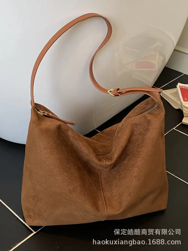 Frosted Women's Shoulder Crossbody Bag Brown Large Capacity - Image 9