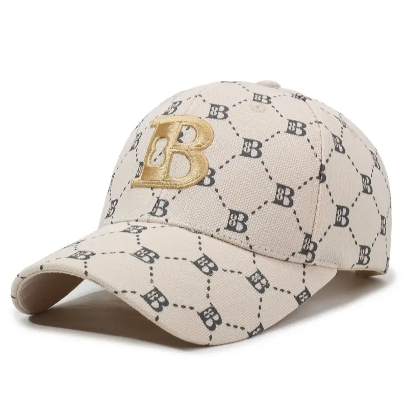New Letter Embroidered Baseball Cap White Gold - Image 3